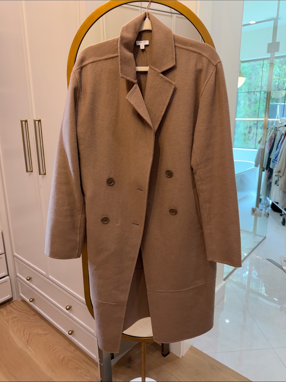Splendid Double-Breasted Pea Coat in Camel
